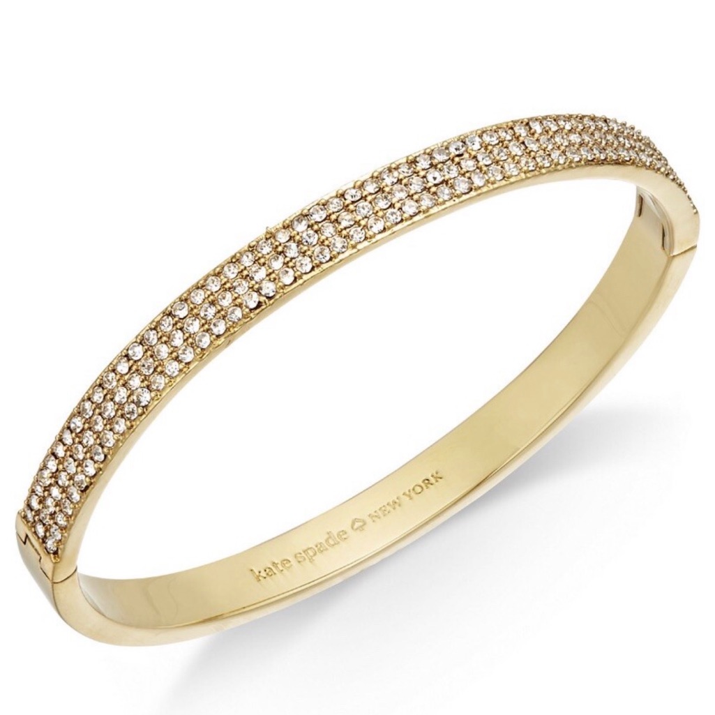 Kate Spade New York Gold-Tone Pav Crystal Hinged Bangle Bracelet